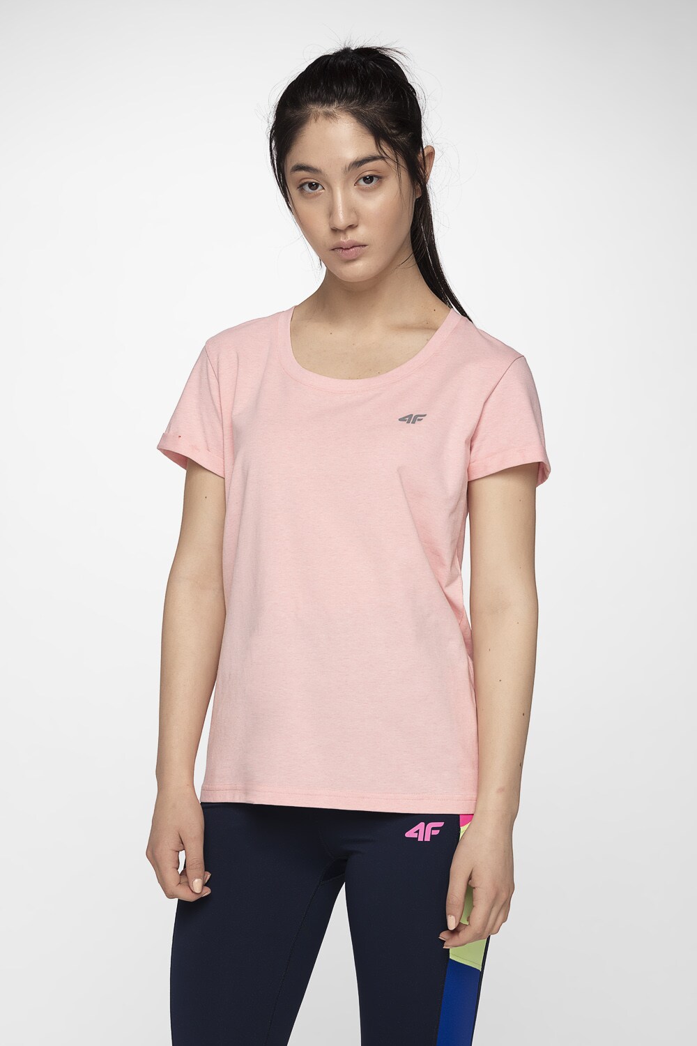 T-shirt damski TSD303 - jasny róż melanż