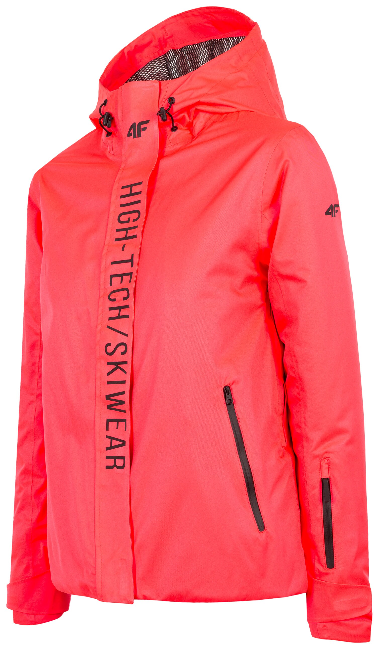 KURTKA NARCIARSKA DAMSKA KUDN162 ŁOSOSIOWY NEON D4Z18 4f kurtka narciarska damska łososiowa