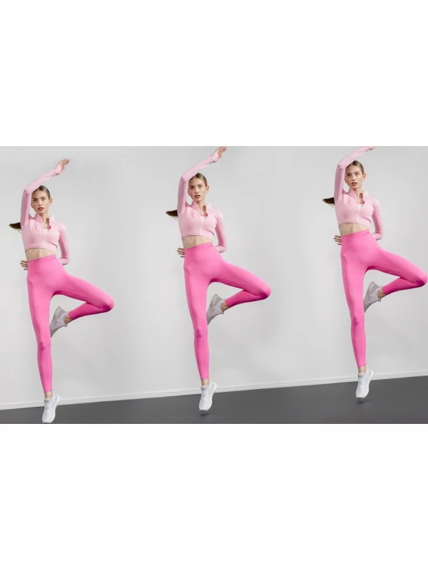 Błyszczące Różowe Legginsy dla Kobiet, Junya Watanabe, Spodnie treningowe